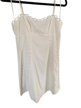 Here Comes The Sun White Lace Linen Short Sun  Dress 10   NWT